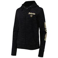 Women's New Era Black Orleans Saints Reverse Space-Dye Full-Zip Hoodie