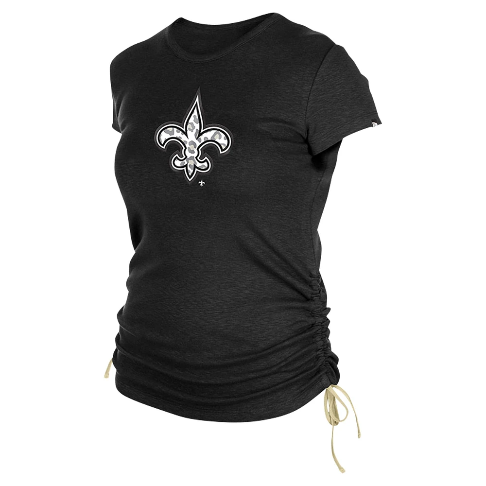 Women's New Era Black Orleans Saints Ruched Side T-Shirt