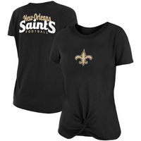 Women's New Era Black Orleans Saints Slub T-Shirt with Front Twist Knot