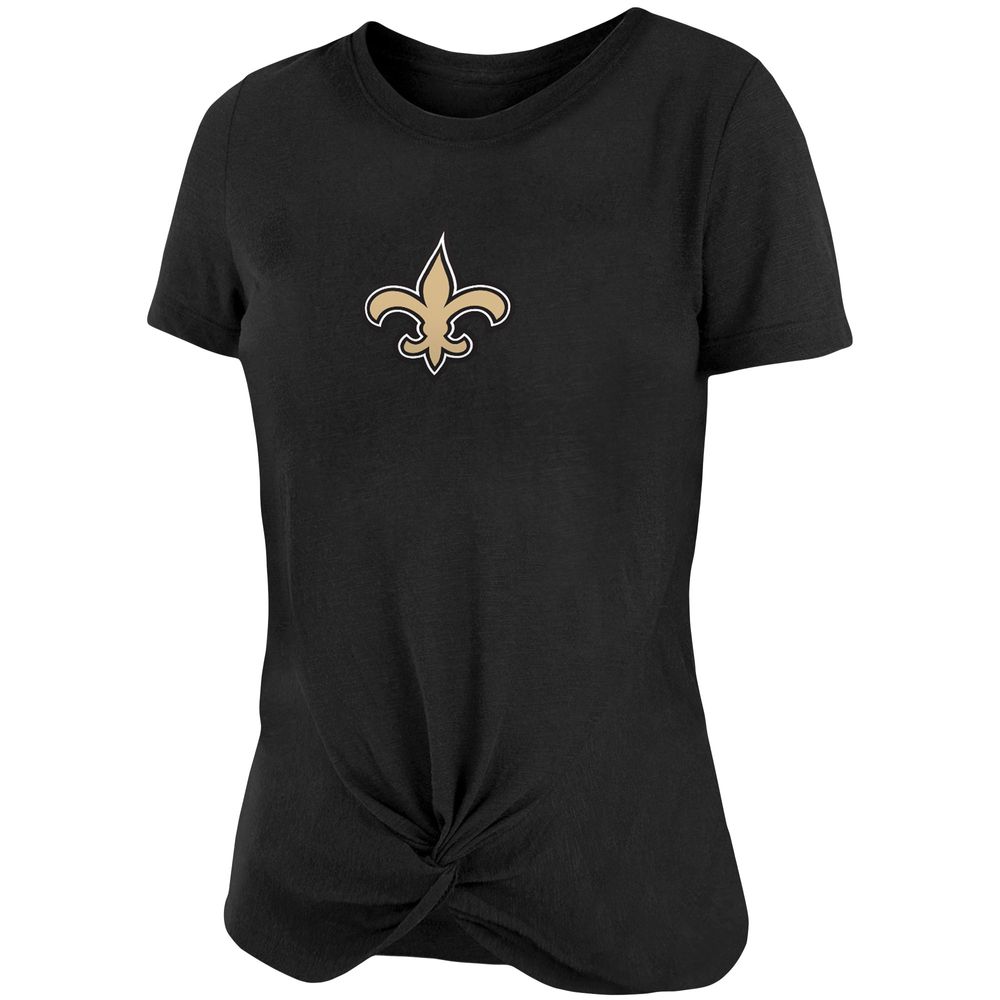 Women's New Era Black Orleans Saints Slub T-Shirt with Front Twist Knot