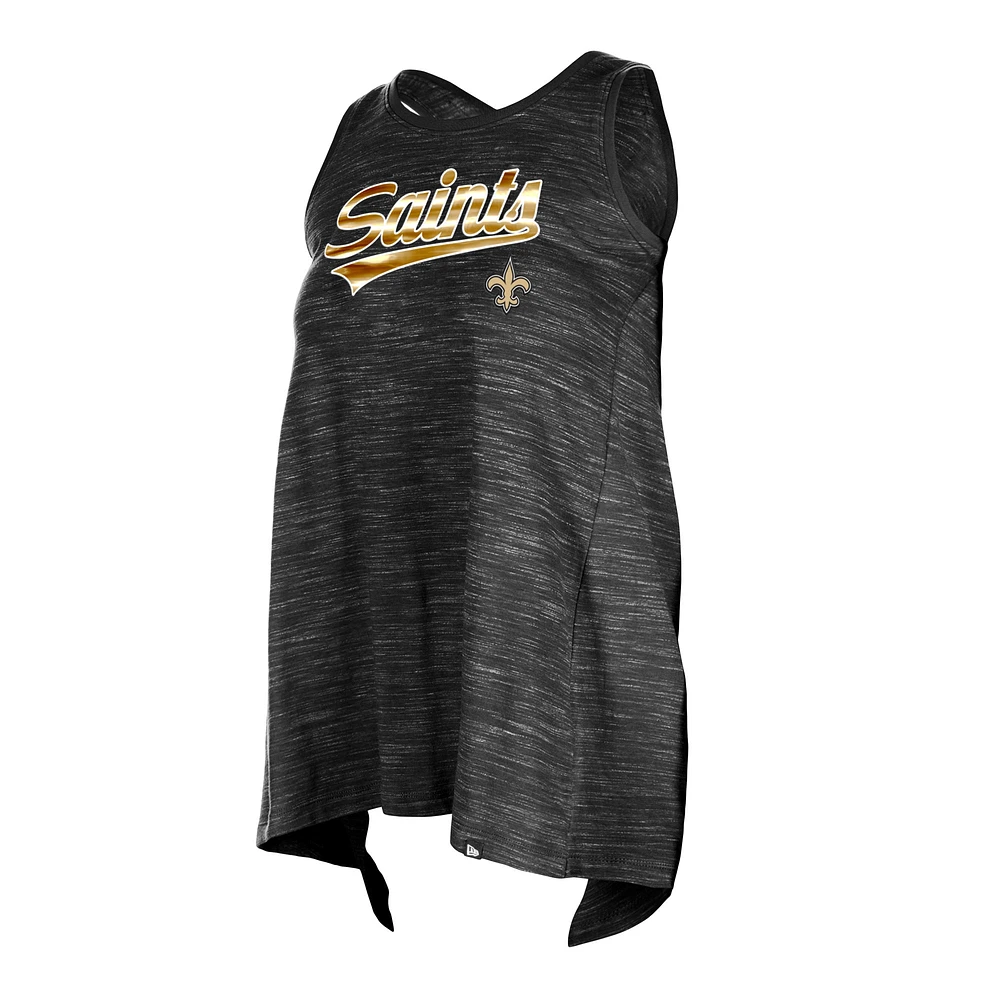 Women's New Era  Black Orleans Saints Space Dye Active Tank Top