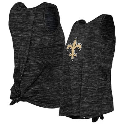 Women's New Era Black Orleans Saints Space Dye Tie-Back Tank Top