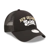 Women's New Era   Black New Orleans Saints Team Trucker 9FORTY Snapback Hat