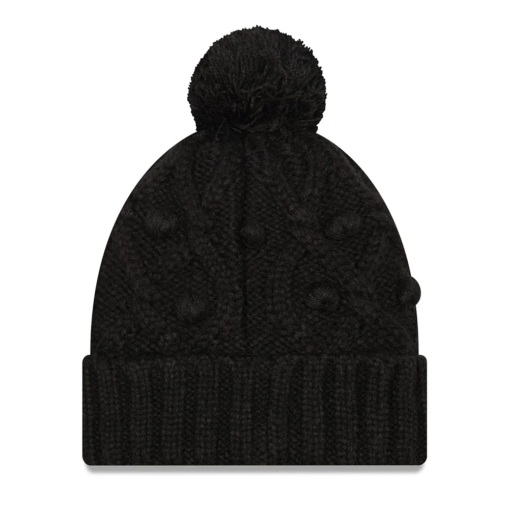 Bonnet en tricot à revers Toasty New Orleans Saints pour femme avec pompon noir New Era