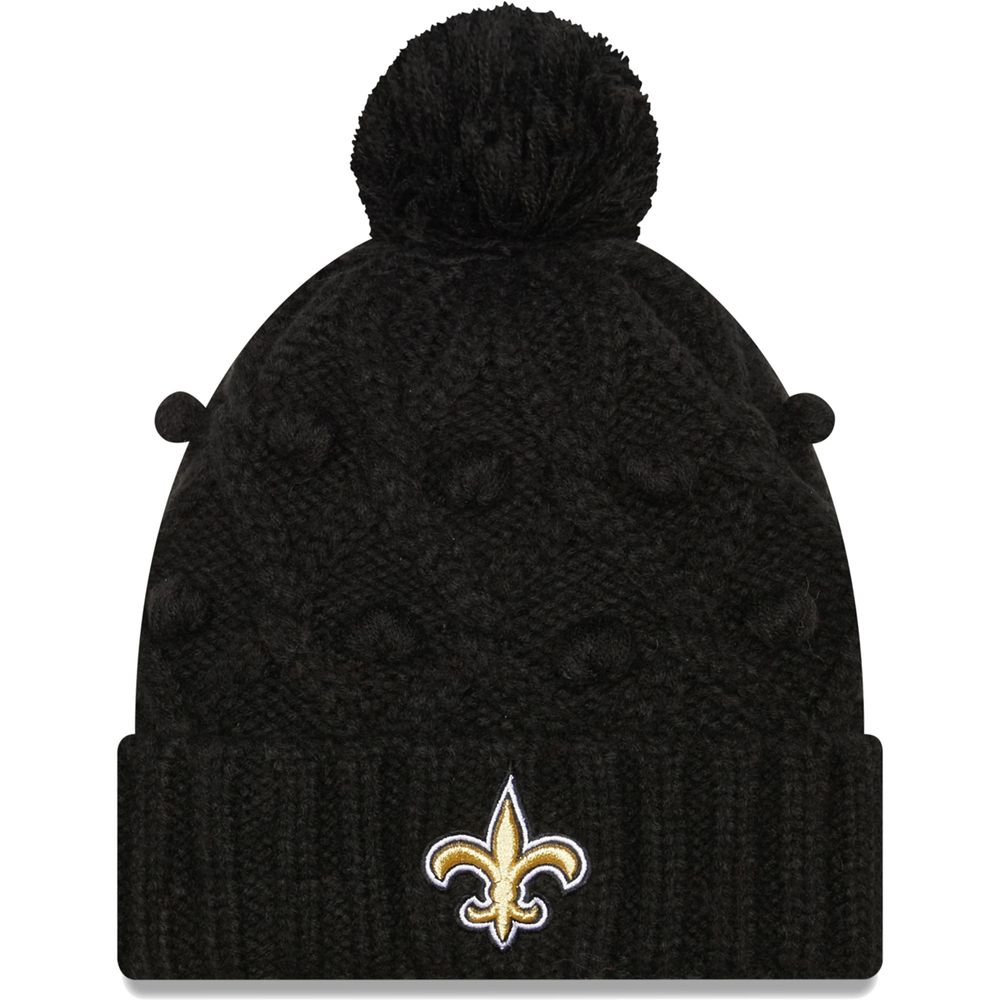 Women's New Era Black New Orleans Saints Toasty Cuffed Pom Knit - Hat