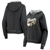 Women's New Era Charcoal Orleans Saints Script Fleece Raglan Pullover Hoodie