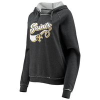 Women's New Era Charcoal Orleans Saints Script Fleece Raglan Pullover Hoodie