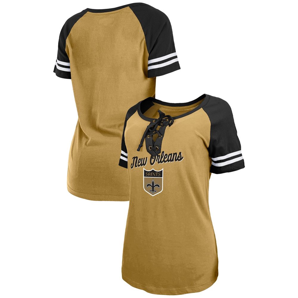 Lids New Orleans Saints Era Women's Plus Athletic Varsity Lace-Up V-Neck Long  Sleeve T-Shirt - Black