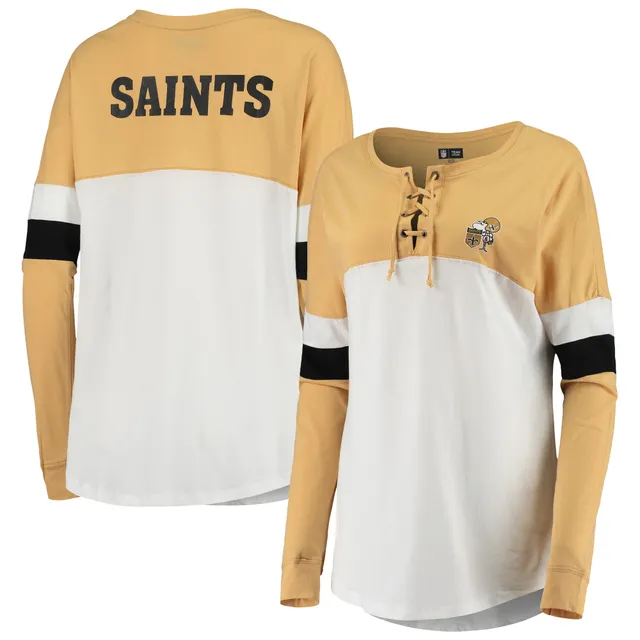 New Orleans Saints Women's White & Black Sporty Lace-Up Jersey  Dress