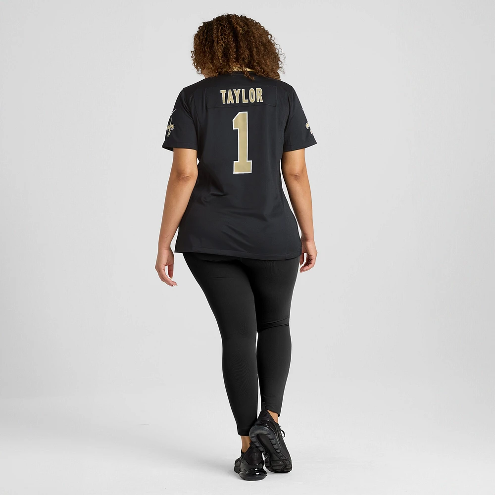 Maillot de match l'équipe Nike Alontae Taylor noir pour femme des Saints la Nouvelle-Orléans