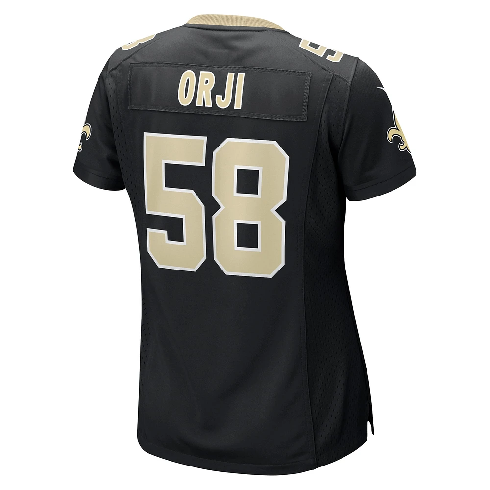 Maillot de jeu d'équipe Nike Anfernee Orji noir pour femme des Saints la Nouvelle-Orléans