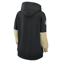 Sweat à capuche en polaire Nike noir New Orleans Saints 2024 Sideline Essential pour femme