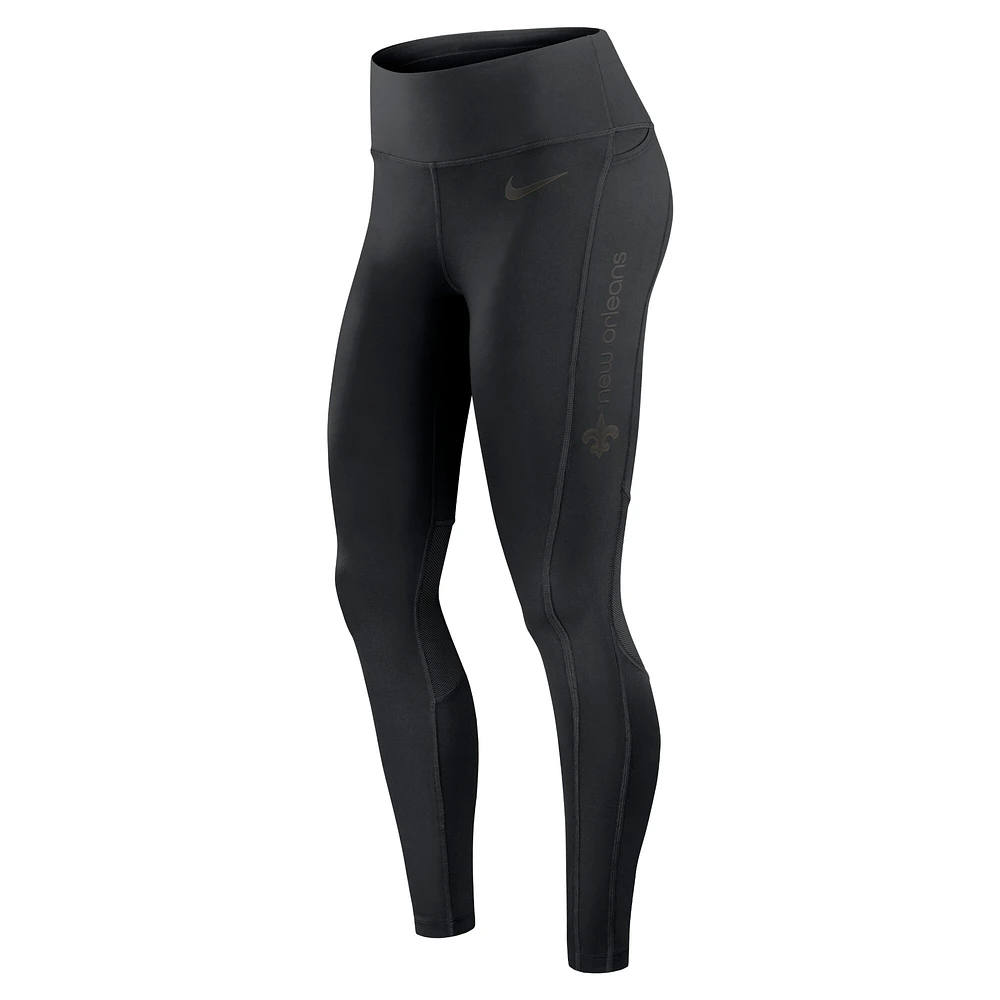 Women's Nike Black New Orleans Saints Edge Wordmark Performance Leggings