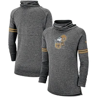 Sweat-shirt Nike noir New Orleans Saints Historic Marks à manches longues et entonnoir tri-mélangé pour femme