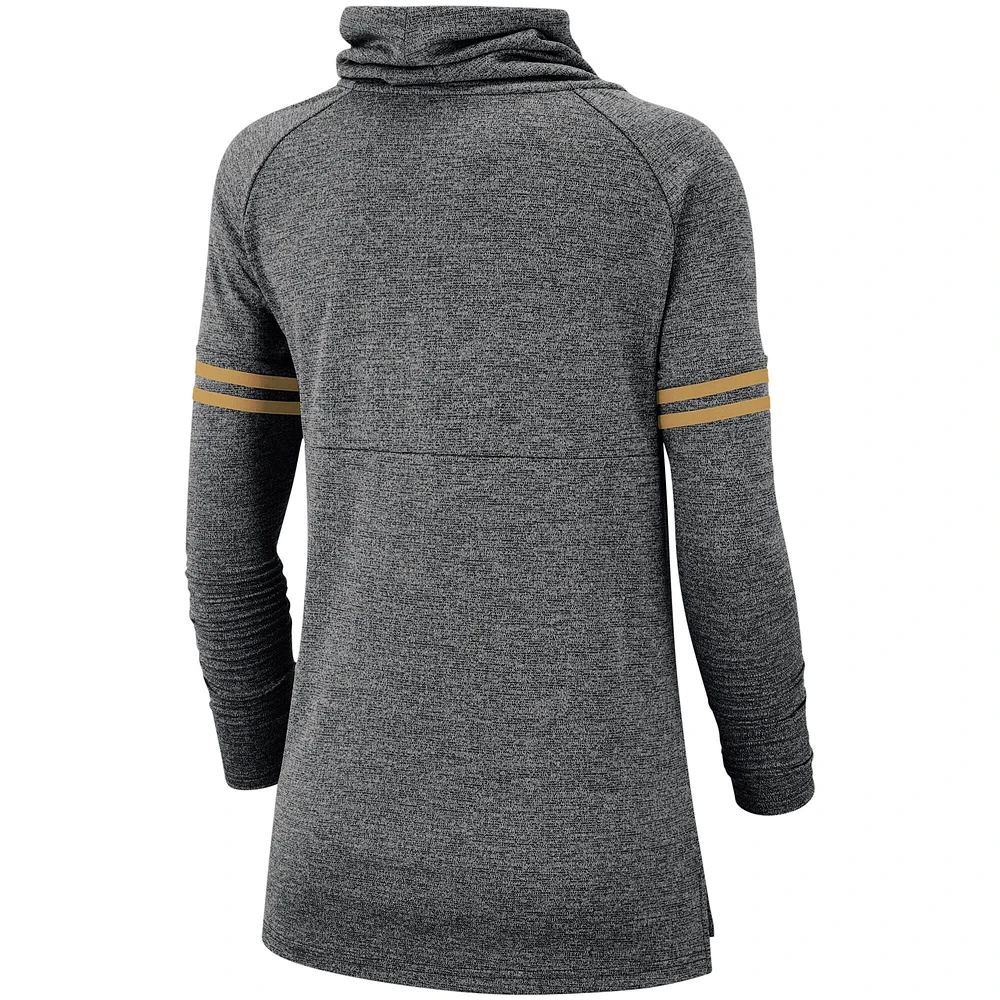 Sweat-shirt Nike noir New Orleans Saints Historic Marks à manches longues et entonnoir tri-mélangé pour femme