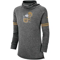 Sweat-shirt Nike noir New Orleans Saints Historic Marks à manches longues et entonnoir tri-mélangé pour femme