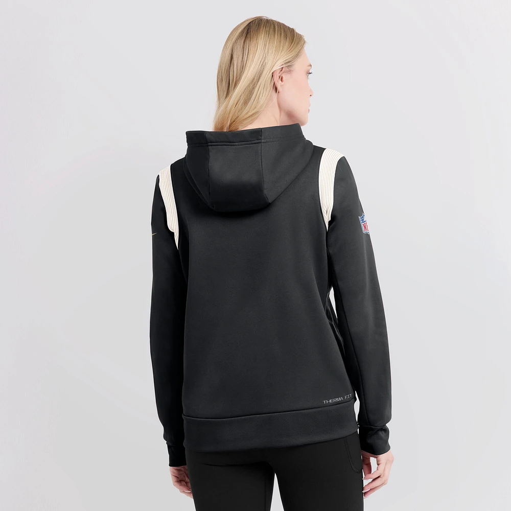 Sweat à capuche Nike New Orleans Saints Sideline Stack Performance pour femme, noir