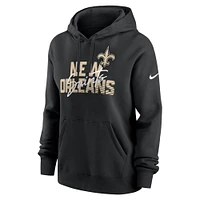 Women's Nike Black New Orleans Saints Wordmark Club Fleece Pullover Hoodie