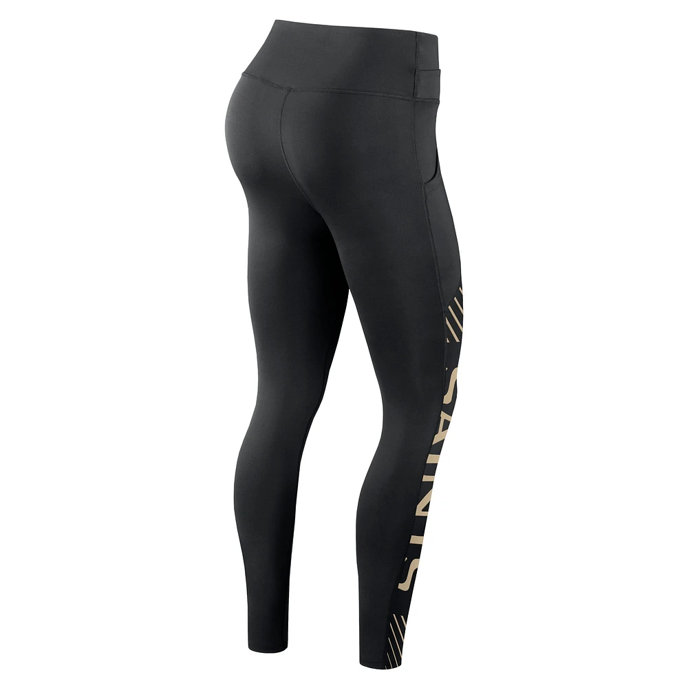 Women's Nike Black New Orleans Saints Yard Line Crossover Leggings