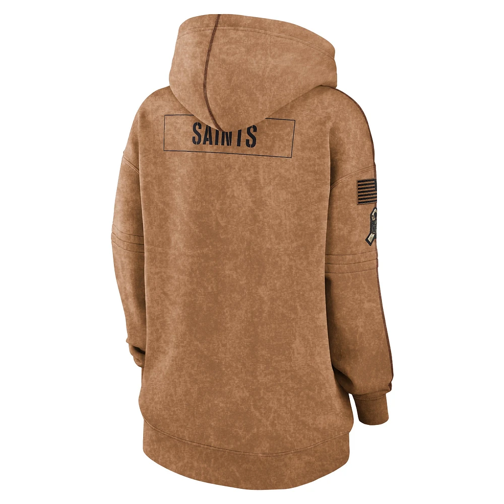 Women's Nike  Brown New Orleans Saints Salute To Service Pullover Hoodie