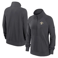 Sweat-shirt à demi-zip Nike Charcoal New Orleans Saints Premium Raglan Performance pour femme