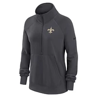 Sweat-shirt à demi-zip Nike Charcoal New Orleans Saints Premium Raglan Performance pour femme