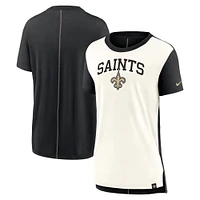 T-shirt à trois mélanges Nike pour femmes, crème/noir, New Orleans Saints Wordmark