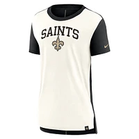 T-shirt à trois mélanges Nike pour femmes, crème/noir, New Orleans Saints Wordmark