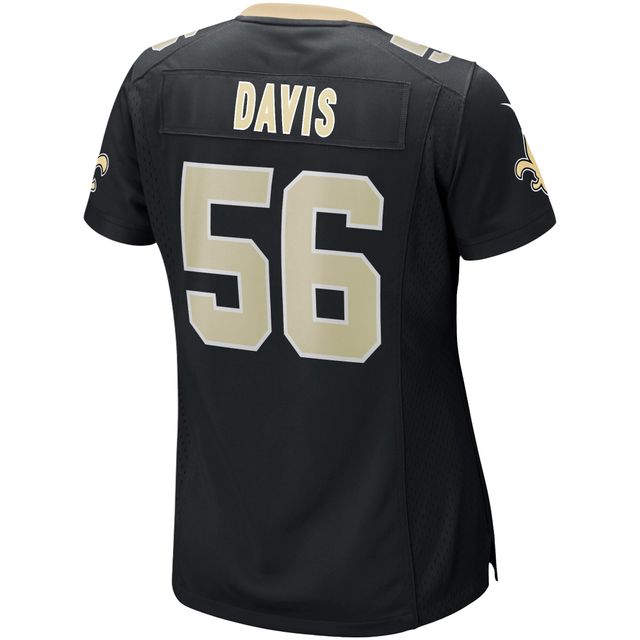 Maillot de match Nike Demario Davis noir pour femme des Saints la Nouvelle-Orléans