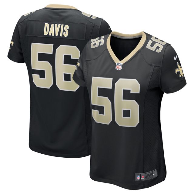 Maillot de match Nike Demario Davis noir pour femme des Saints la Nouvelle-Orléans