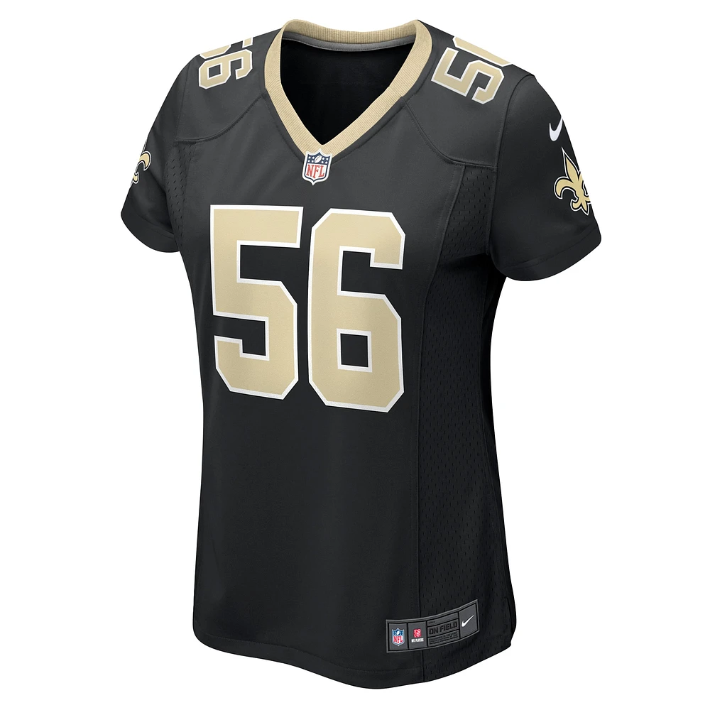 Maillot de match Nike Demario Davis noir New Orleans Saints pour femme