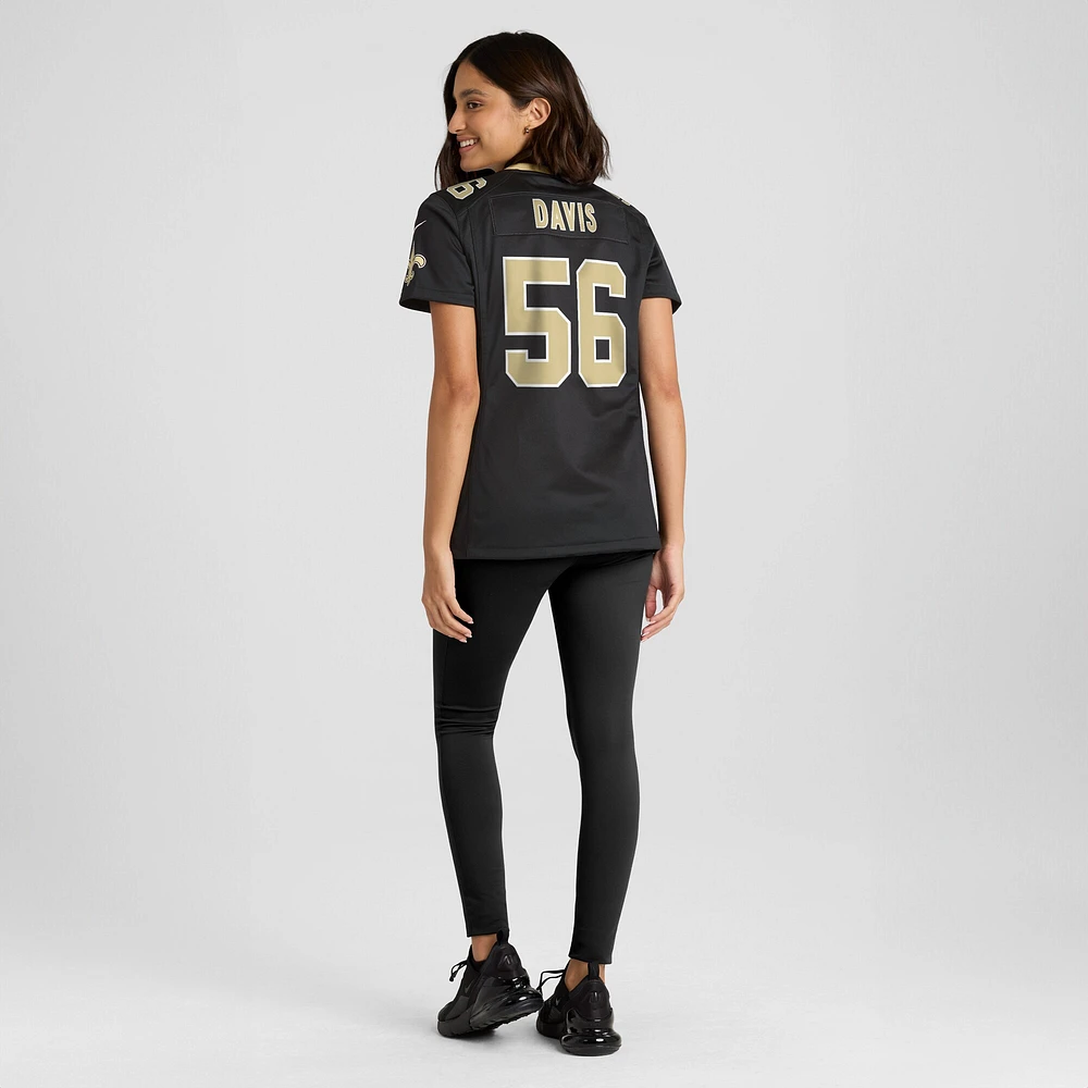 Maillot de match Nike Demario Davis noir New Orleans Saints pour femme