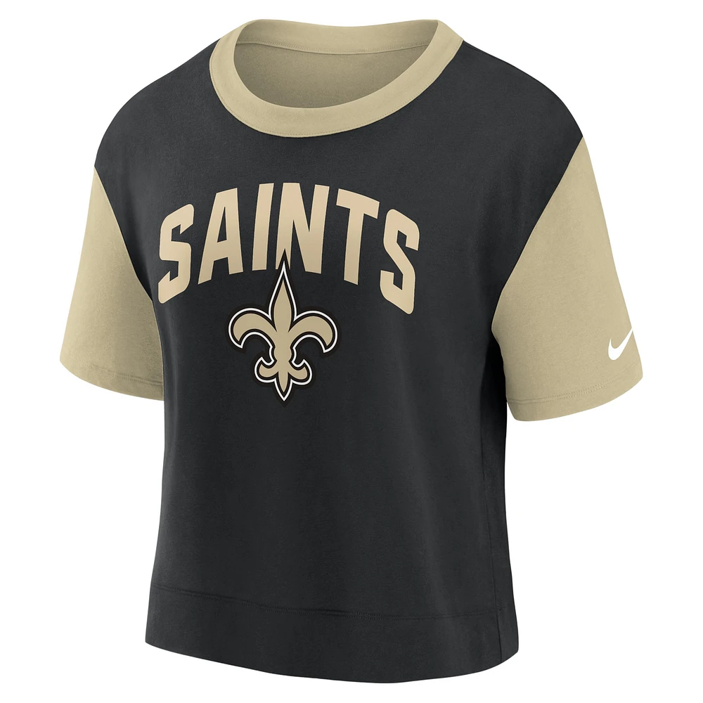 T-shirt Nike New Orleans Saints High Hip Fashion pour femme - Doré/noir