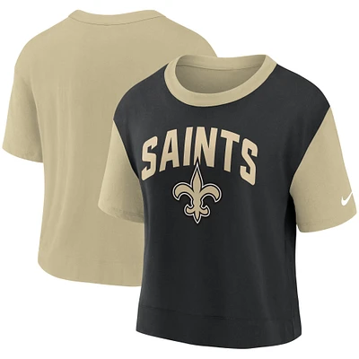 T-shirt Nike New Orleans Saints High Hip Fashion pour femme - Doré/noir