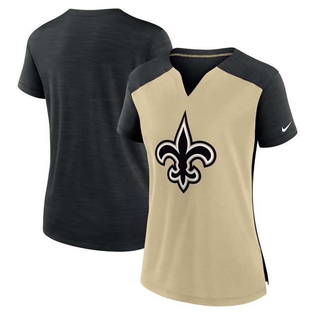 T-shirt à encolure crantée Nike New Orleans Saints Impact Exceed Performance pour femme - Or/noir