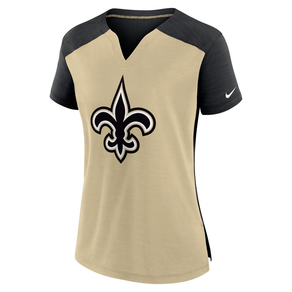 Women's Nike Gold/Black New Orleans Saints Impact Exceed Performance Notch Neck T-Shirt