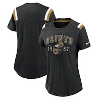 T-shirt Nike Heather Black New Orleans Saints Playback Athlete Historic Fashion pour femme