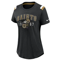 T-shirt Nike Heather Black New Orleans Saints Playback Athlete Historic Fashion pour femme