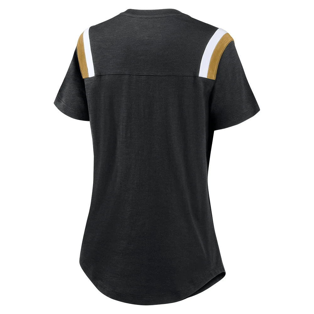 T-shirt Nike Heather Black New Orleans Saints Playback Athlete Historic Fashion pour femme