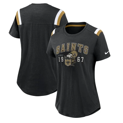 T-shirt Nike Heather Black New Orleans Saints Playback Athlete Historic Fashion pour femme