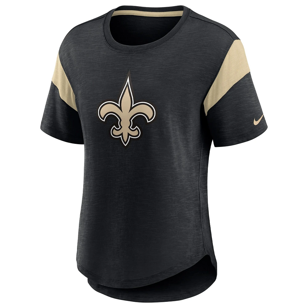 Haut tendance avec logo principal Nike Heather Black New Orleans Saints pour femmes