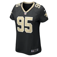 Maillot de match Nike John Ridgeway III noir pour femme des New Orleans Saints