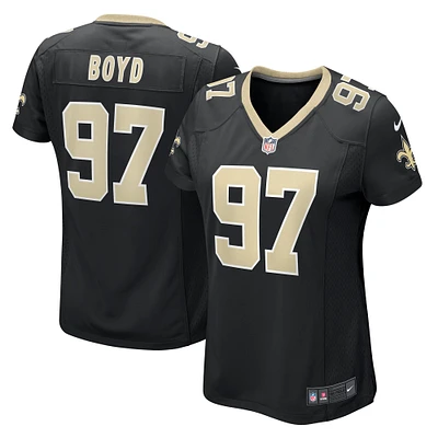 Maillot de match Nike Khristian Boyd noir New Orleans Saints pour femme