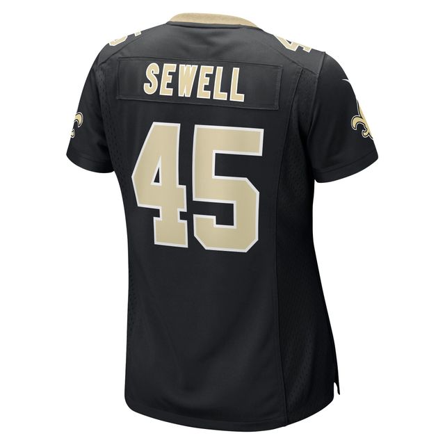 Maillot Nike Nephi Sewell pour femme, noir, joueur de jeu des Saints la Nouvelle-Orléans