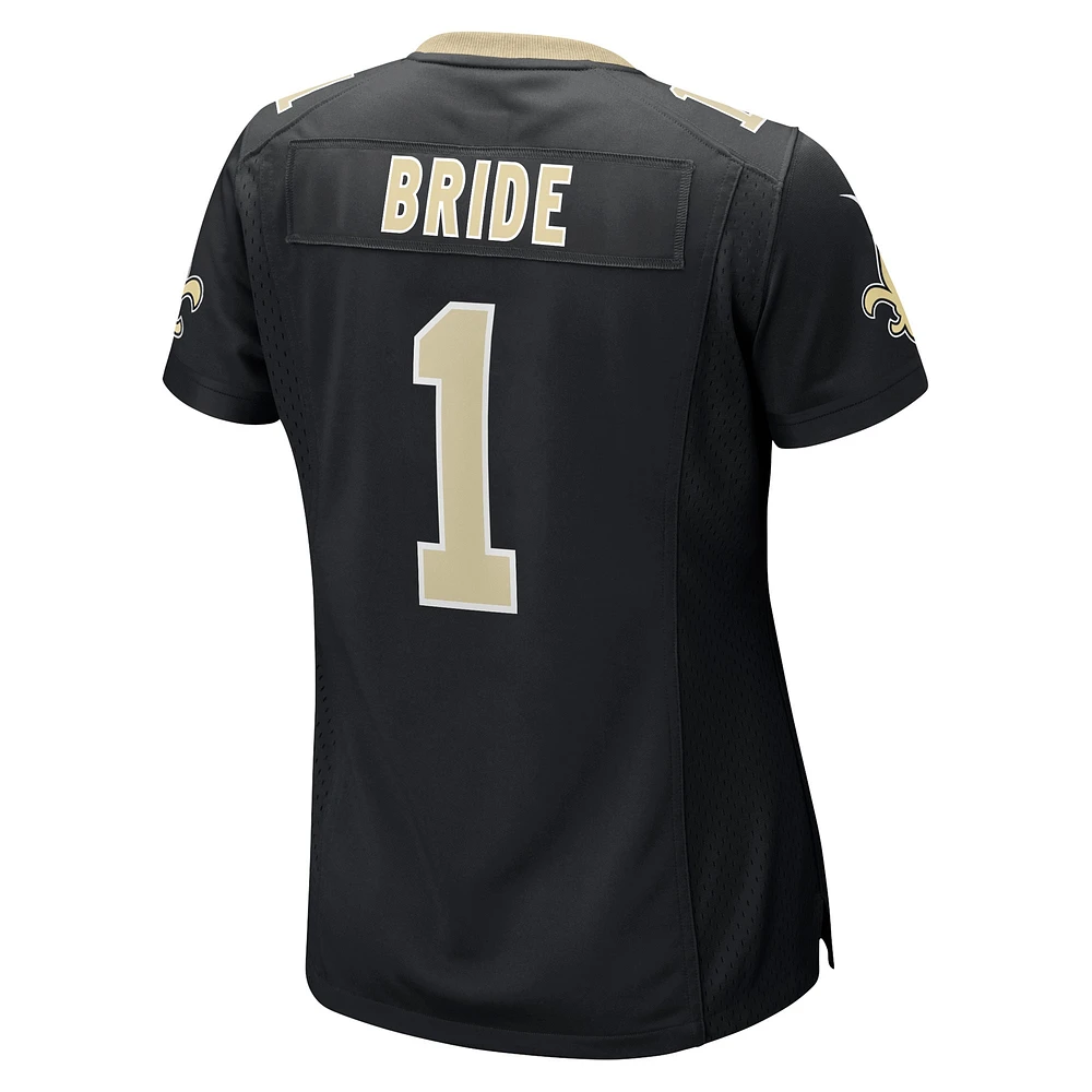 Maillot de match Nike Numéro 1 Bride noir pour femme des Saints la Nouvelle-Orléans