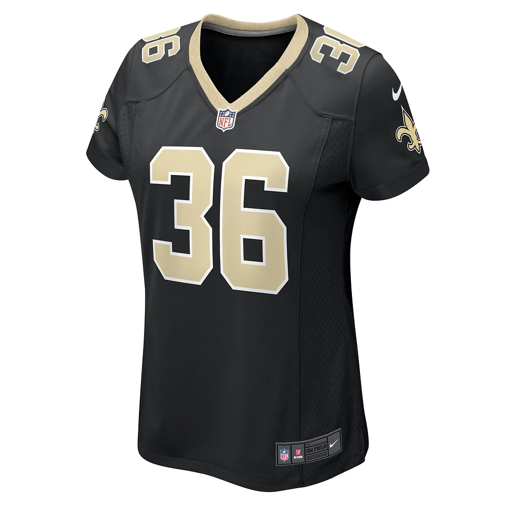 Maillot de match Nike Rico Payton noir New Orleans Saints pour femme