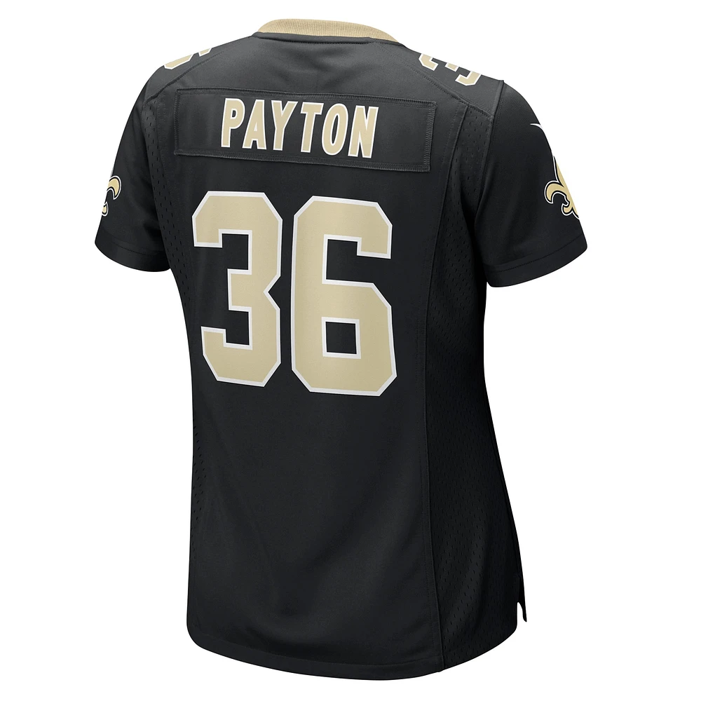 Maillot de match Nike Rico Payton noir New Orleans Saints pour femme