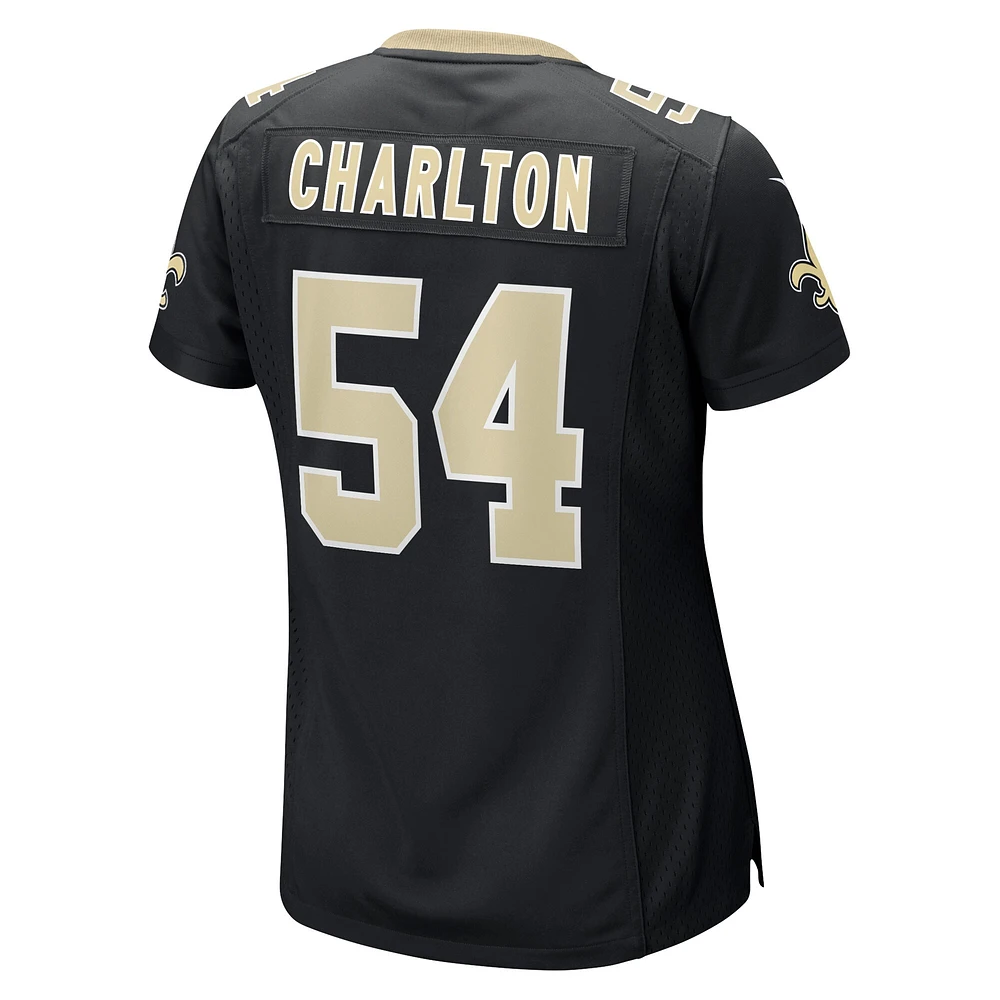 Maillot de joueur jeu Nike Taco Charlton pour femme, noir, New Orleans Saints