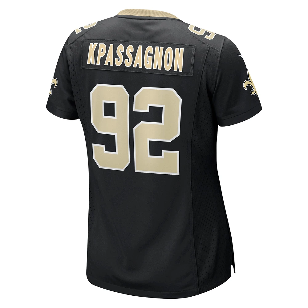 Maillot de joueur des New Orleans Saints Nike Tanoh Kpassagnon noir pour femme