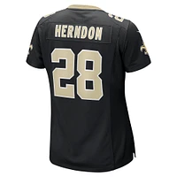 Maillot de match Nike Tre Herndon noir pour femme des New Orleans Saints